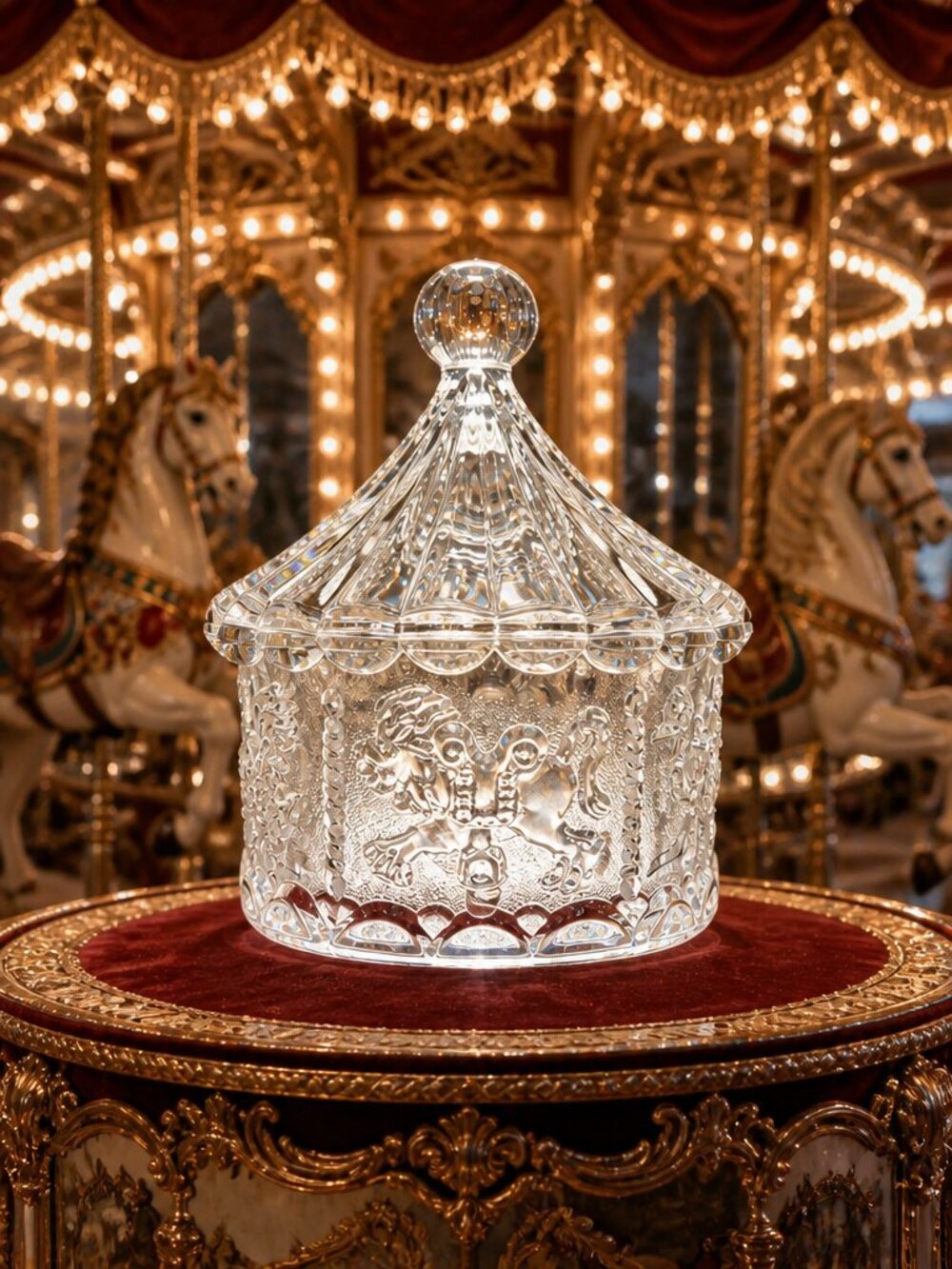 Vintage Goebel Crystal Carousel Candy Dish